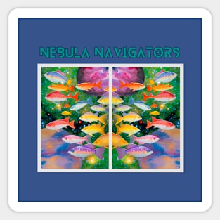 Nebula Navigators: Celestial Reflections of a Cosmic Fish School Sticker